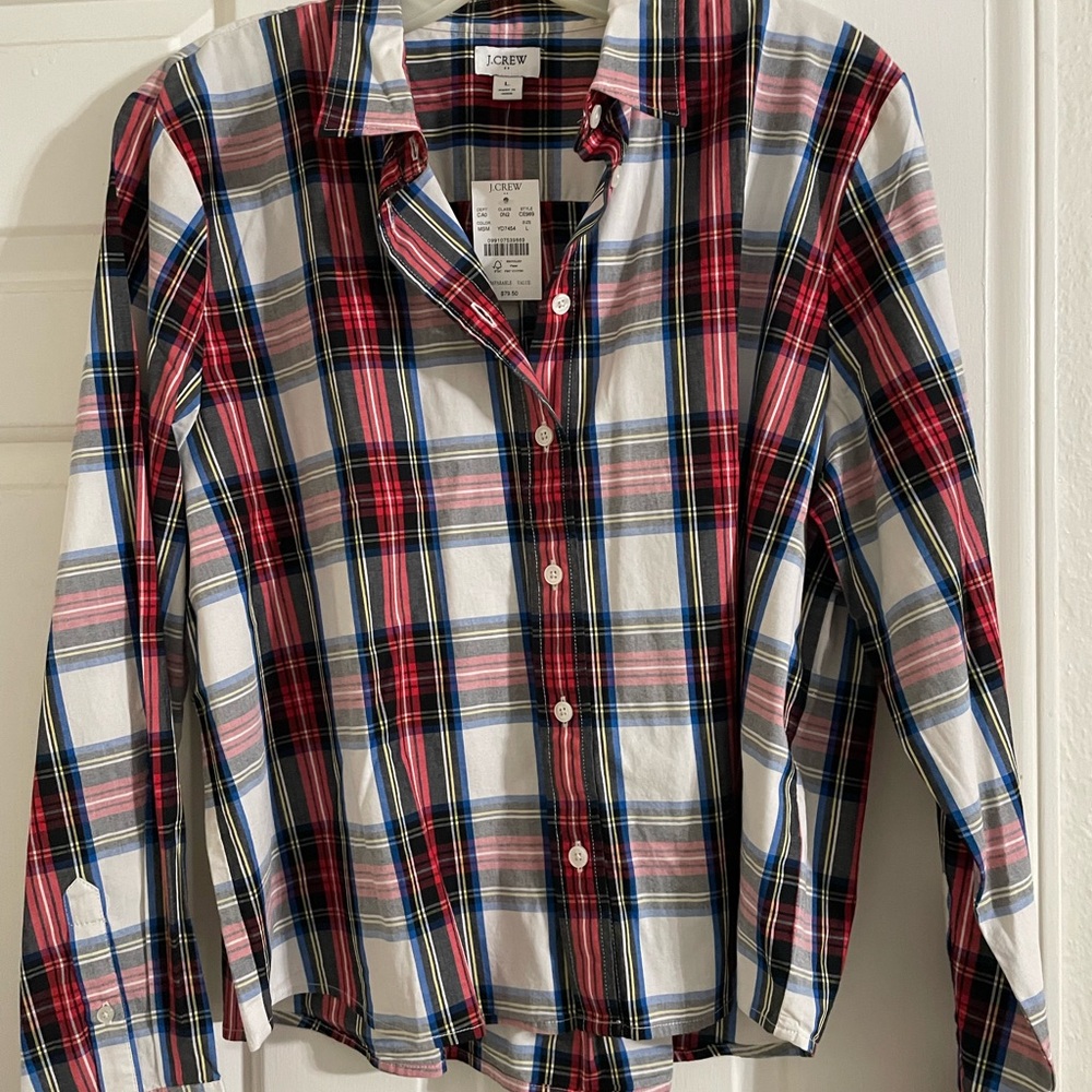 J. Crew Womens Multicolor Plaid Button Down Shirt